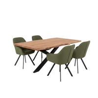 ESSZIMMER-SET Matera & Catania - Schwarz/Olivgrün, Holz/Textil (90/76/160cm) - Mr. Deko