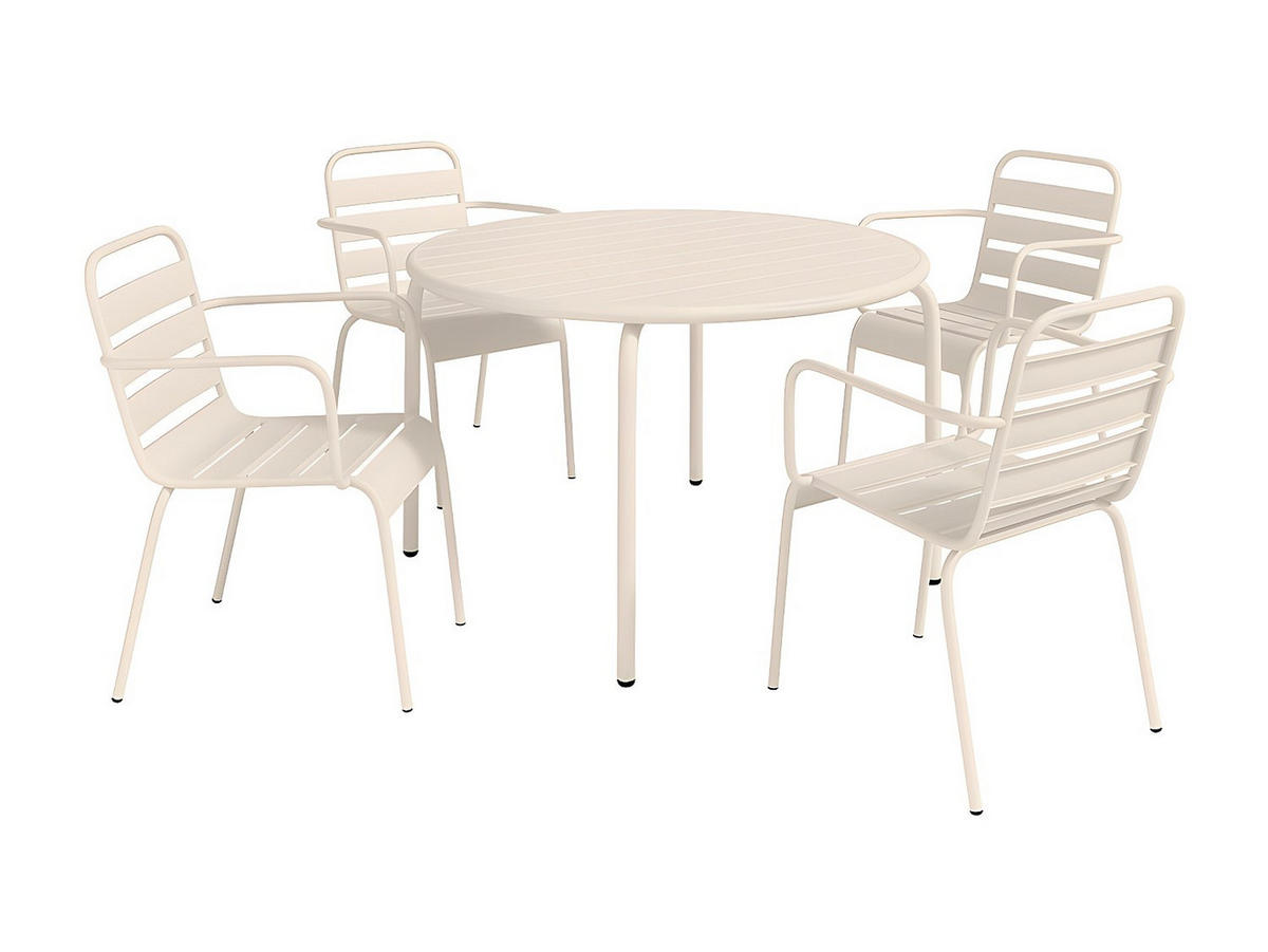 GARTENESSGRUPPE im Set - 4 Personen-Sitzer - Metall - Beige - - Beige, Metall - Vente-Unique