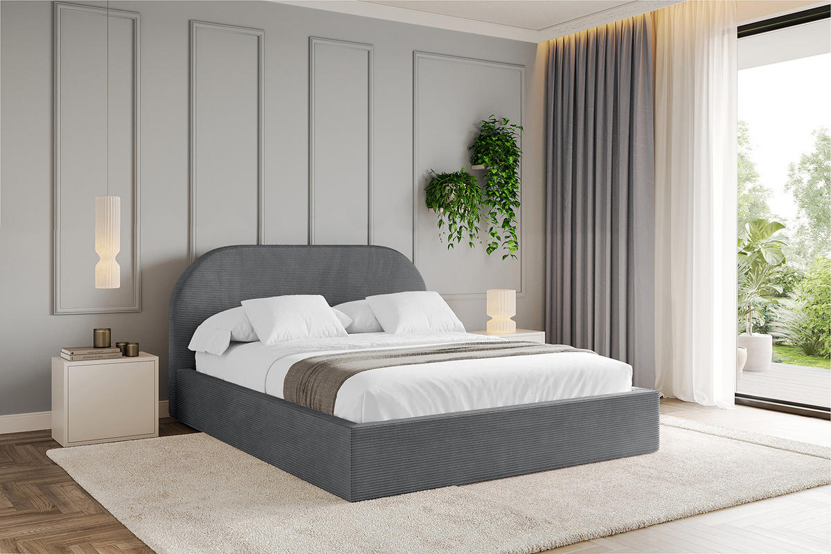 POLSTERBETT mit Bettkasten und Lattenrost, Bett mit Matratze H3/H4 - TIVON 180x200 Dunkelgrau - Anthrazit, Holzwerkstoff/Textil (180/200cm) - ALTDECOR