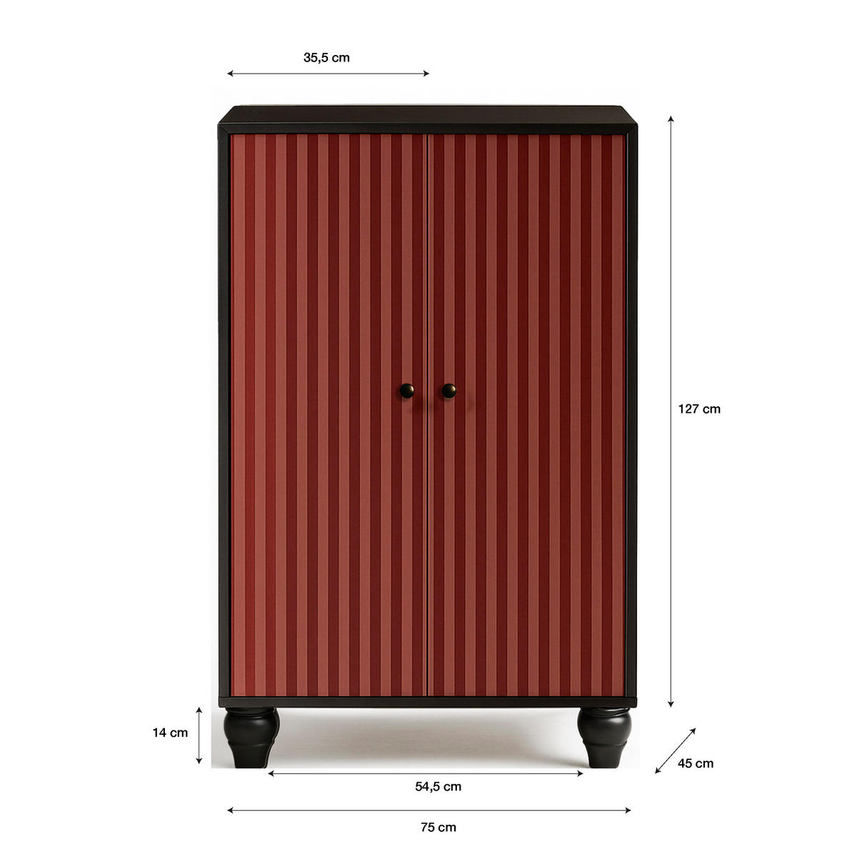 SCHRANK SIDEBOARD mit 2 Türen MARCUS - Rot, Holzwerkstoff (75/127/45cm) - RNT By Really Nice Things