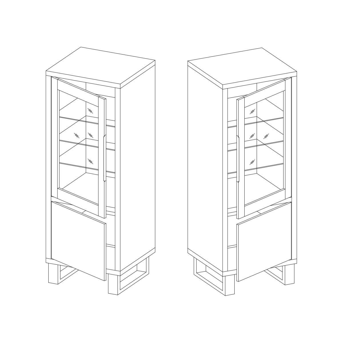 VITRÍNA Eden Dřevo a kov - hnědá, kompozitní dřevo (64/190/45cm) - Petits-meubles
