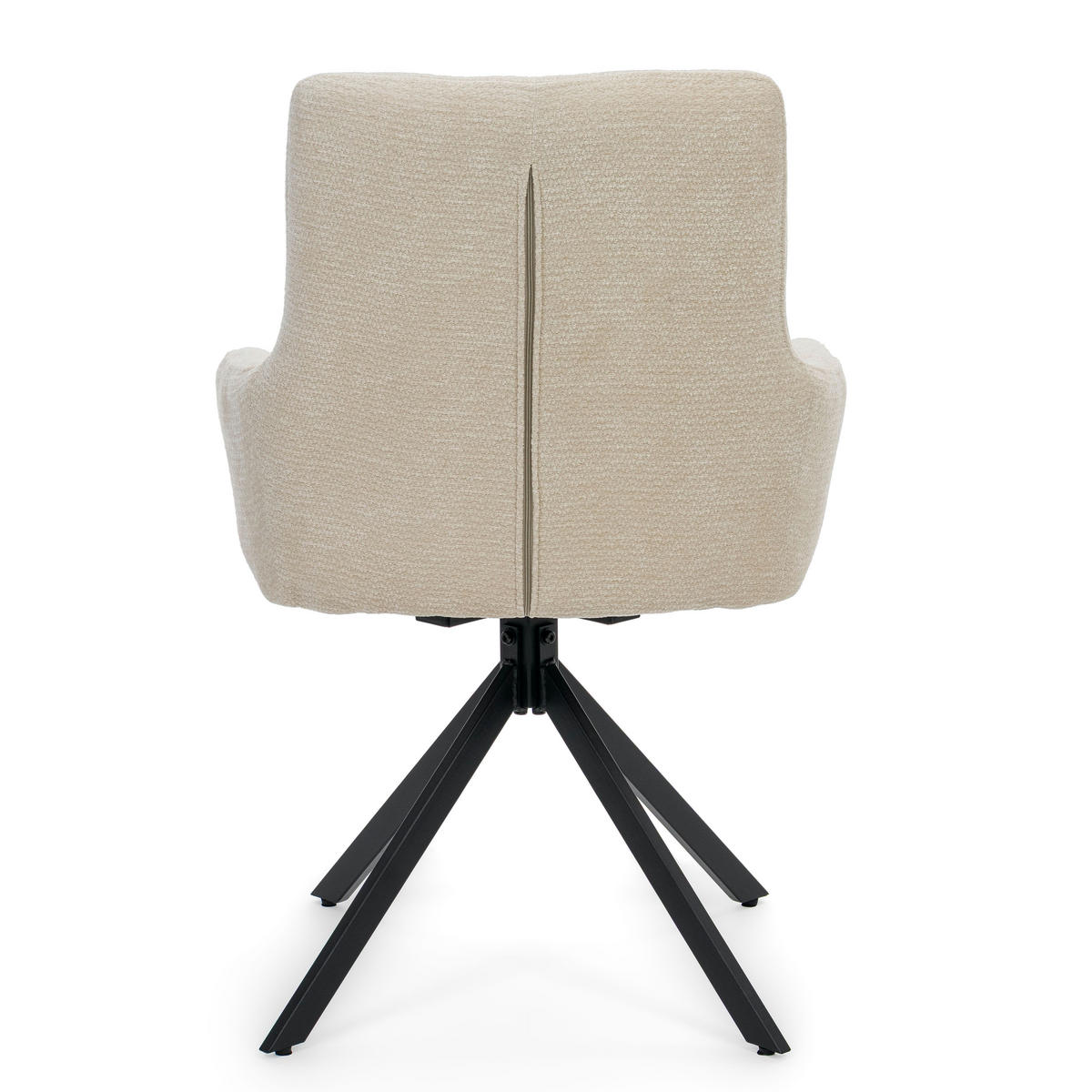 STUHL LUINO drehbar gepolsterter mit Steppung - creme - Chenille - Creme/Schwarz, Textil/Metall (58/87/60cm) - NEW HOME