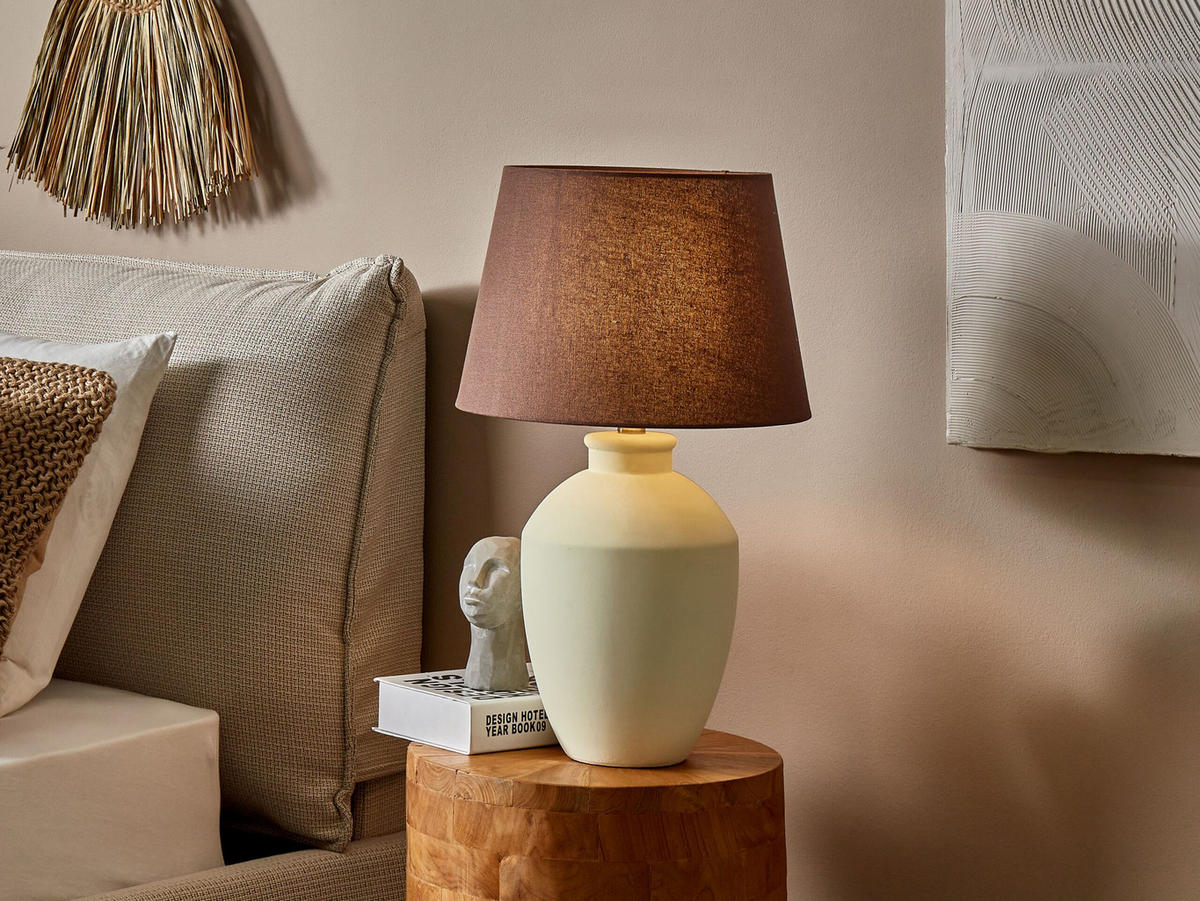 TISCHLAMPE Arcos 33/33/55 cm - Weiß, Keramik (33/33/55cm) - Beliani