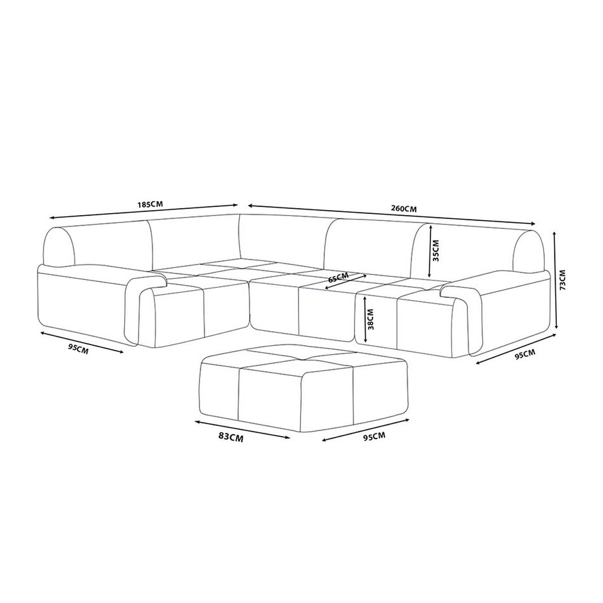 ECKSOFA Chenille Elfenbeinweiß - Creme, Textil (260/190cm) - MILYsofa