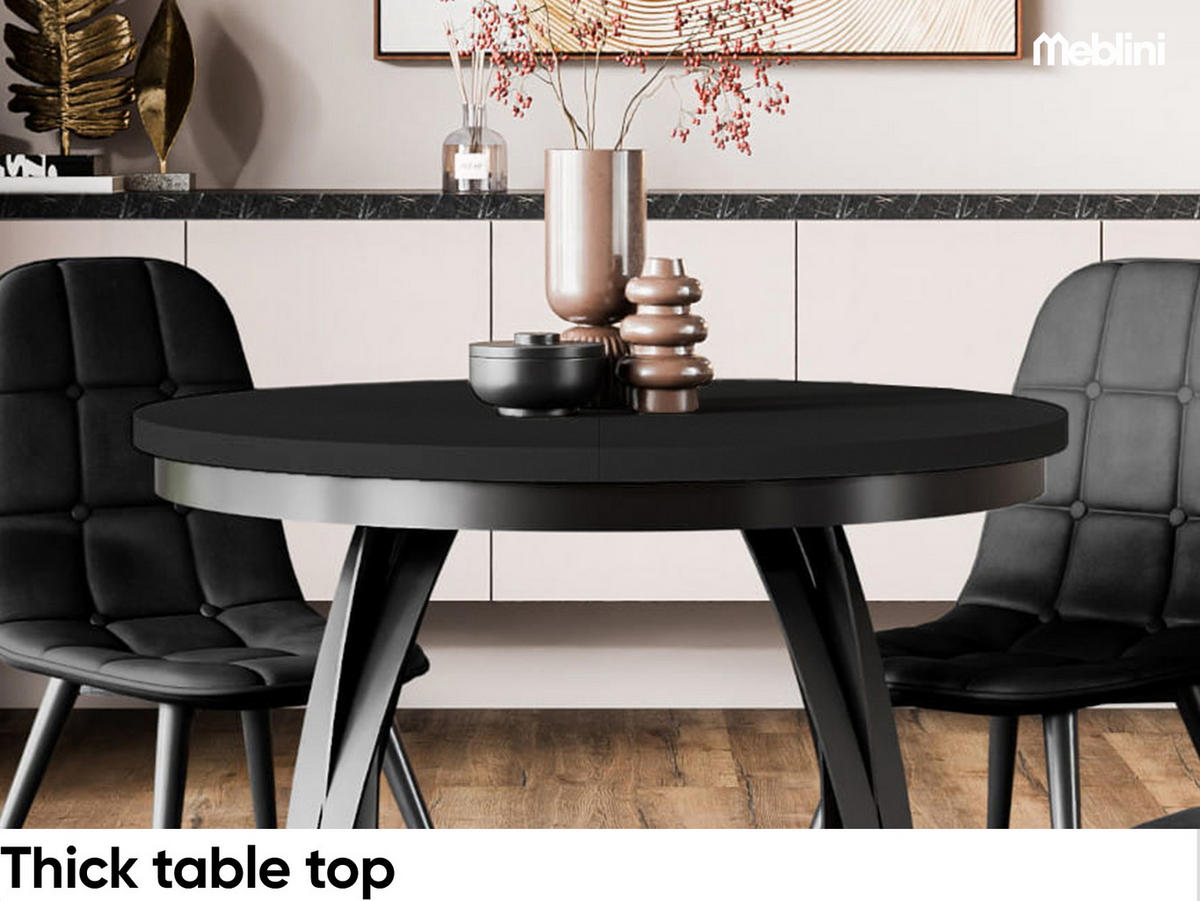 ESSTISCH LUNGA - Schwarz, Holzwerkstoff (100/100/77cm) - Meblini