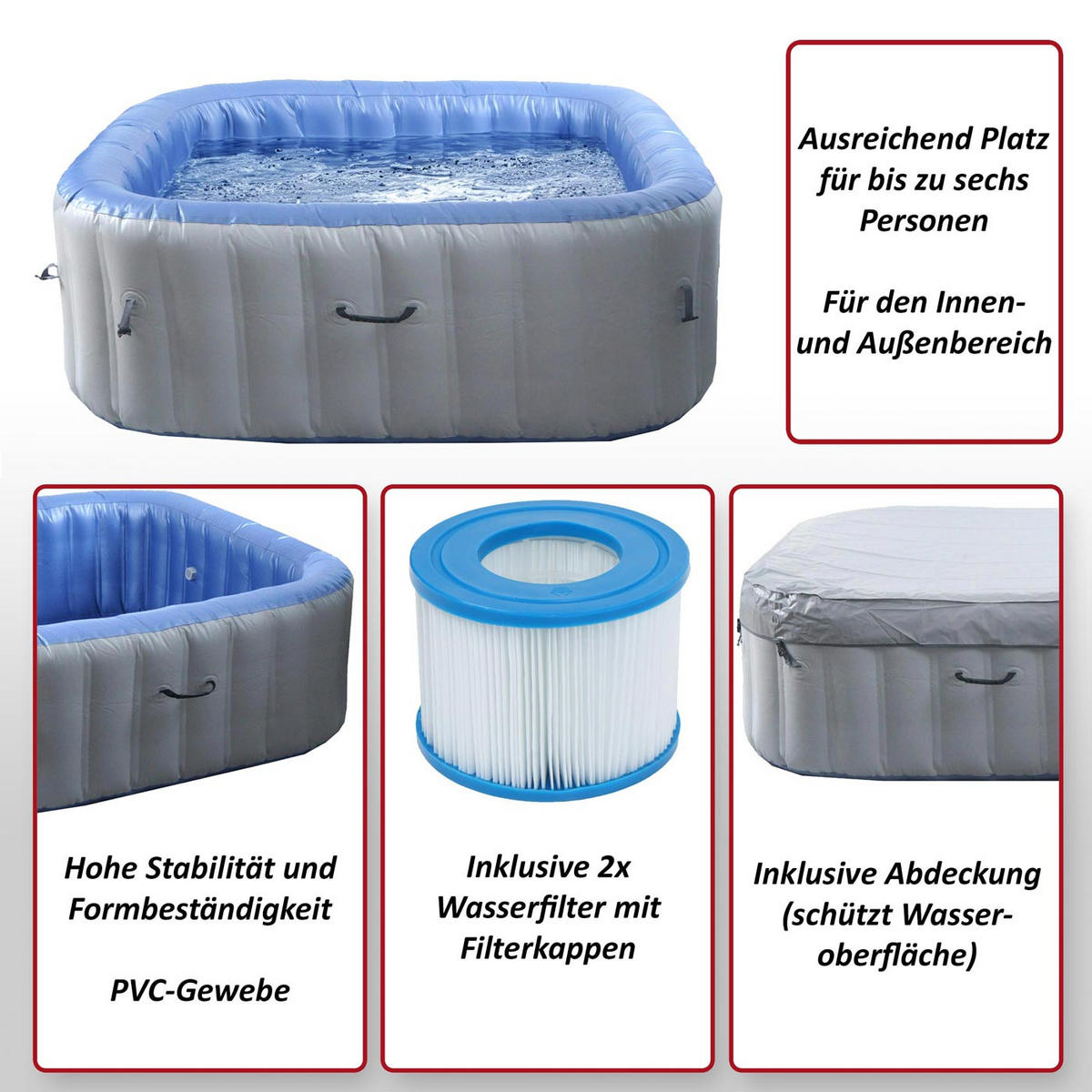 WHIRLPOOL eckig Grau - Grau, Kunststoff (198/67/198cm) - MCW