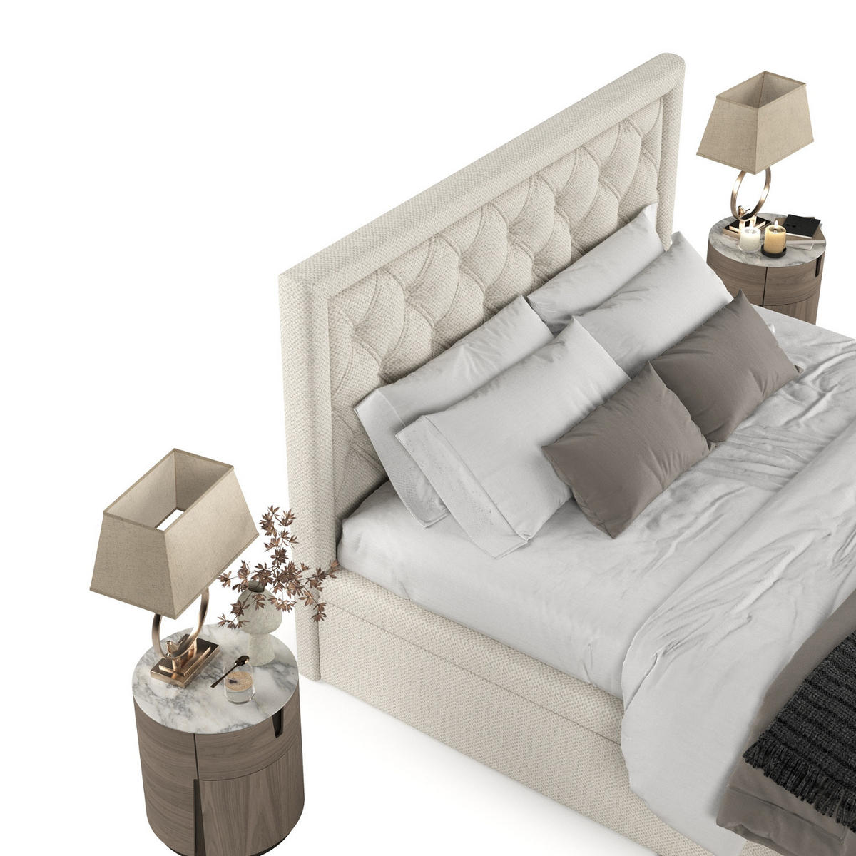 POLSTERBETT Nicobar mit Stauraum 120/200 cm Hellbeige im Alta Stoff - Sandfarben/Schwarz, Holz/Holzwerkstoff (120/200cm) - AltaBeds