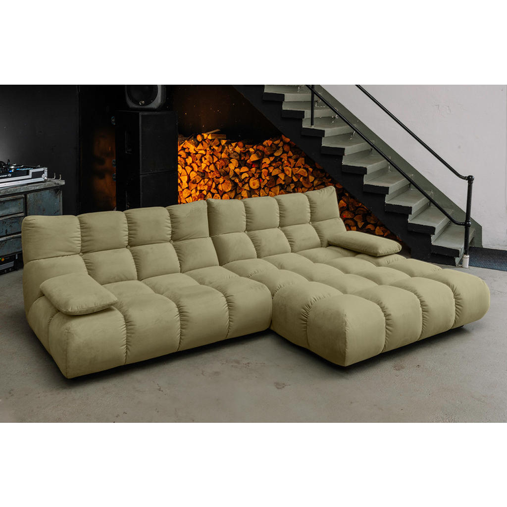 Thumbnail - Kawola Ecksofa, Olivgrün, Textil, Echtholz, 3-Sitzer, Füllung: Kaltschaum, Ottomane rechts, 290x178 cm, Wohnzimmer, Sofa...