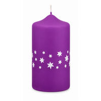 ADVENTSKERZEN Estrellas in Samtlook Purple Lila 12 x 6 cm, 4er Set - Lila, Paraffin (6/12/12cm) - Kopschitz Kerzen