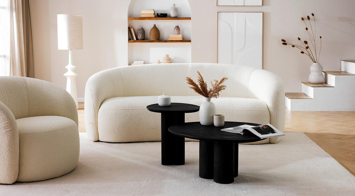 COUCHTISCH - Akazie massiv Schwarz - Schwarz/Akaziefarben, Holz (78/78/37cm) - home24