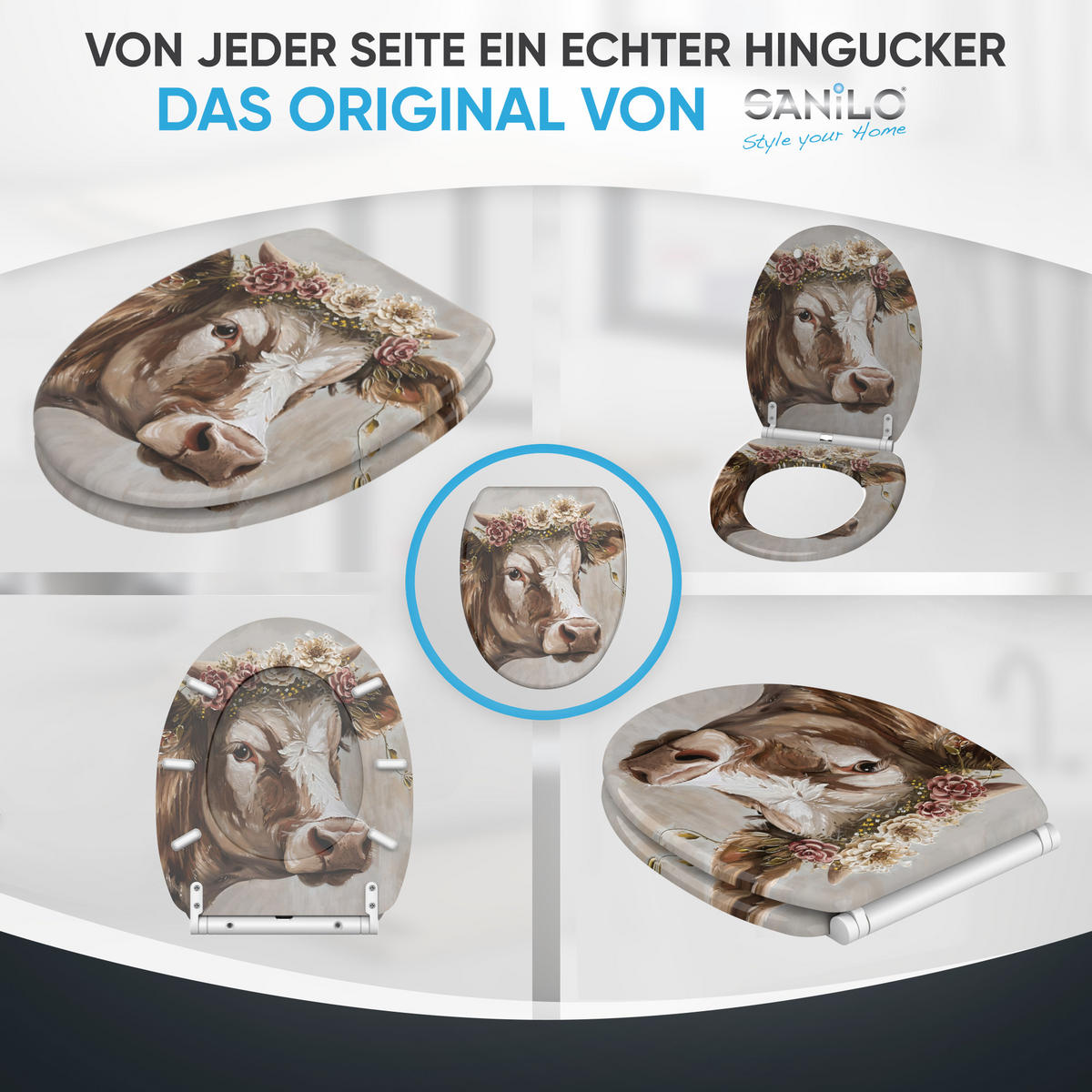 WC-SITZ mit Absenkautomatik & Top Fix Berta - Beige/Braun, Holzwerkstoff (37.7/5/48cm) - Sanilo