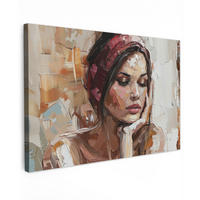 LEINWANDBILD Frau - Lackierung - Porträt - Modern Groß 140x90 cm - Altrosa, Textil (140/90cm) - MuchoWow