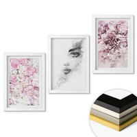 WANDBILDER 3er-Set - 20x30 cm Weißer Rahmen - Pfingstrosenporträt einer Frau in Schwarzweiß - Weiß, Kunststoff (20/30cm) - ArtPrintCave