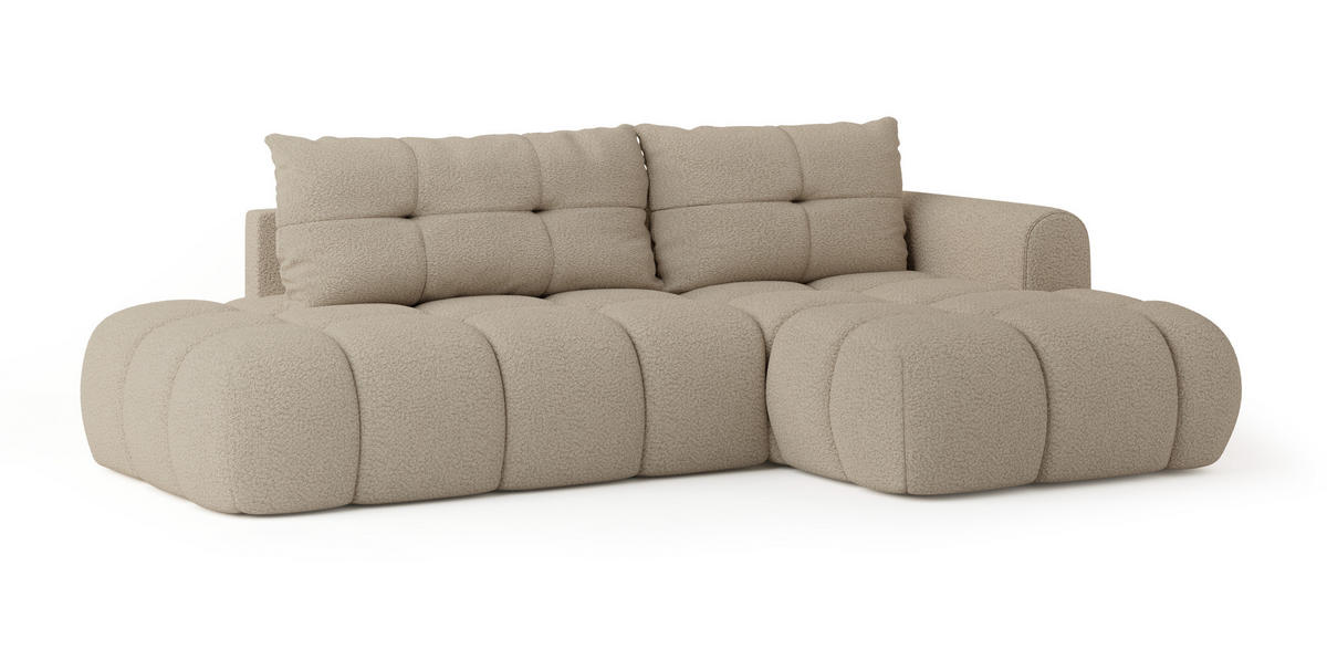 ROHOVÁ SEDAČKA FLUMA béžová - černá/béžová, dřevo/textil (279/158cm) - MASSENO