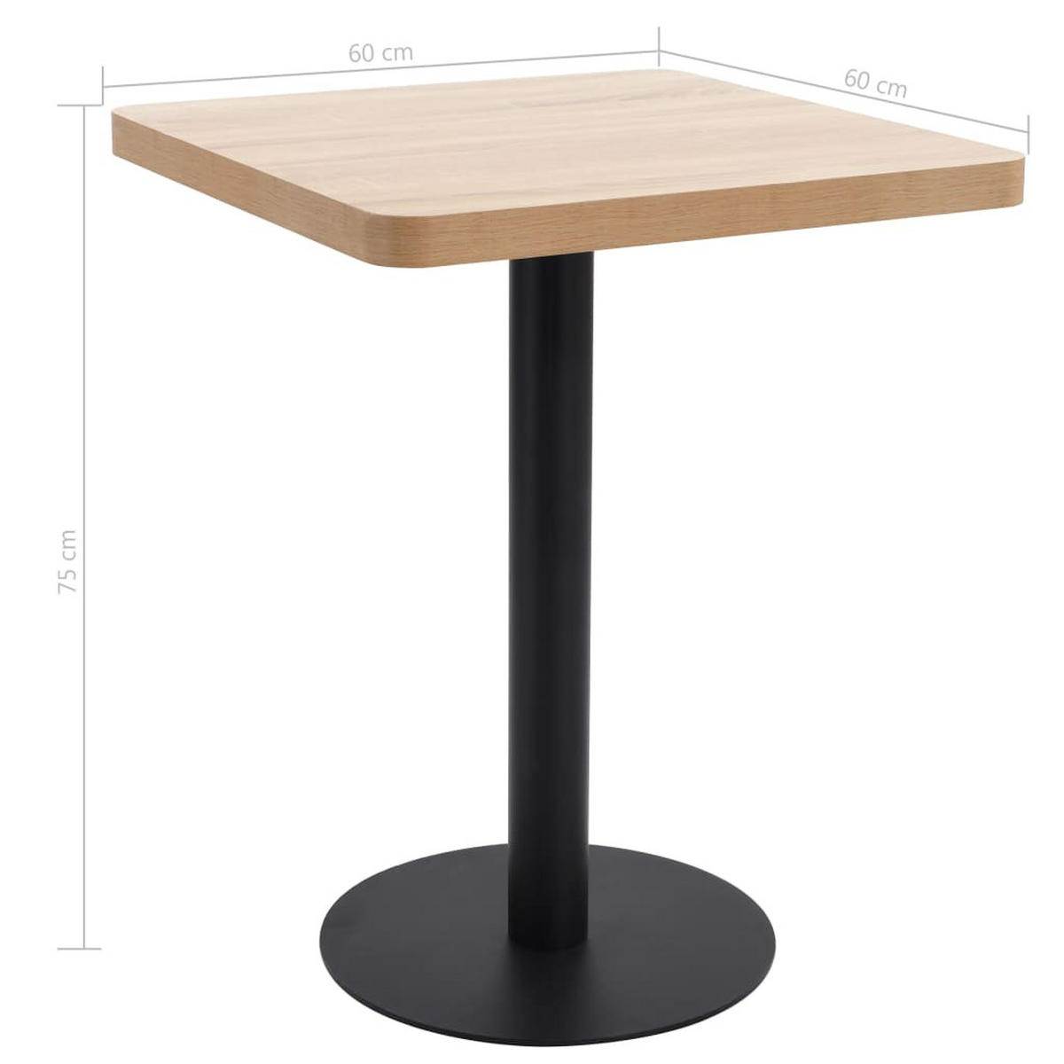 BISTROTISCH Industrial-Stil 60/60/75 cm aus Mdf Hellbraun Quadratisch - Hellbraun, Holzwerkstoff (60/60/75cm) - vidaXL
