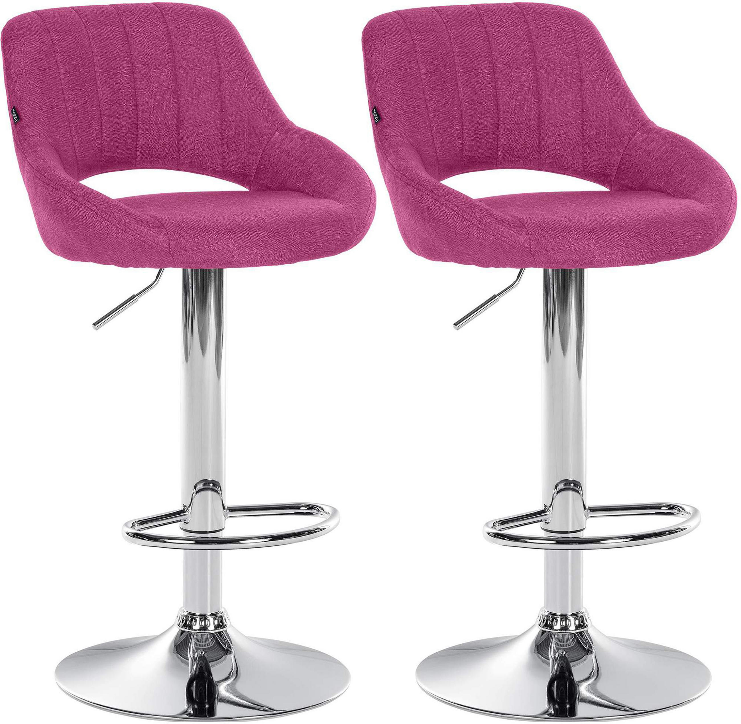 BARHOCKER 2er Set Milos Stoff C lila - Chromfarben/Lila, Textil/Metall (47/106/48cm) - TPFLiving