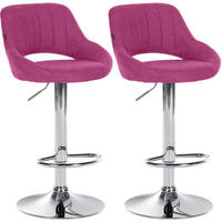 BARHOCKER 2er Set Milos Stoff C lila - Chromfarben/Lila, Textil/Metall (47/106/48cm) - TPFLiving