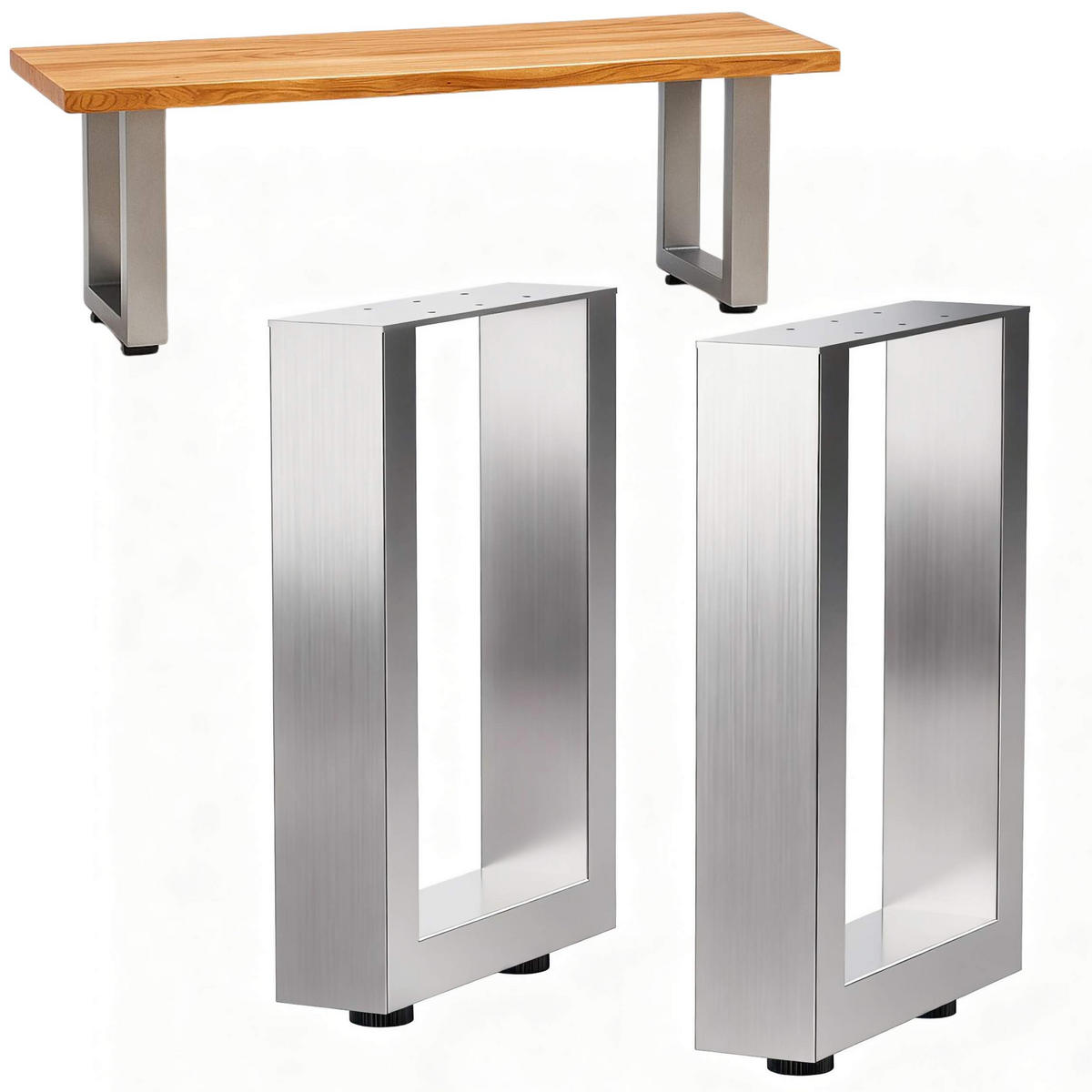 BANKGESTELL Edelstahl 40/43 cm - Edelstahlfarben, Metall (40/43/8cm) - DanDiBo