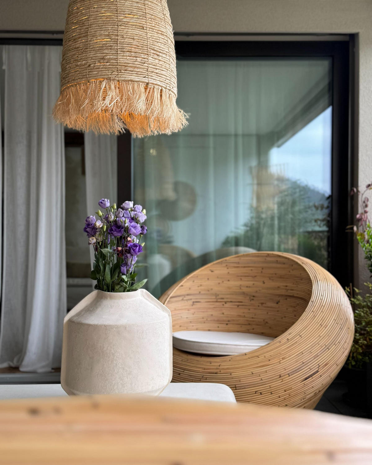 SCAUN DE GRĂDINĂ set de 2 ratan natural Maiori - bej/culoare naturală, materiale naturale (110/88/110cm) - Beliani