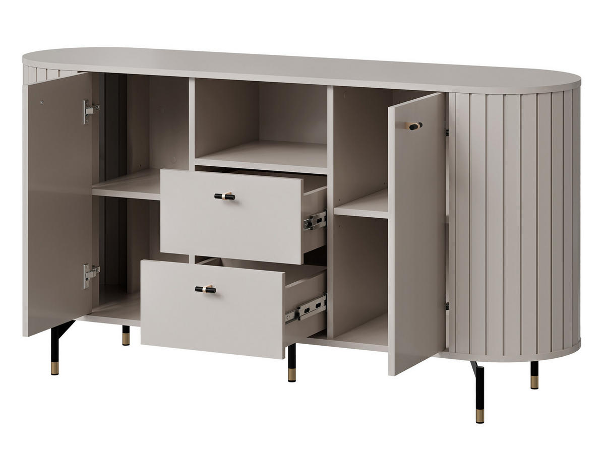 KOMMODE Zante 150 2D2S 02 - Kaschmir/Goldfarben, Holzwerkstoff/Metall (151/81/40cm) - MIRJAN24