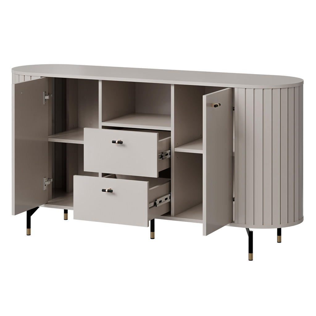Thumbnail - Mirjan24 Kommode, Schwarz, Metall, 2 Schubladen, Oval, 151x81x40 cm, Wohnzimmer, Kommoden & Sideboards, Kommoden