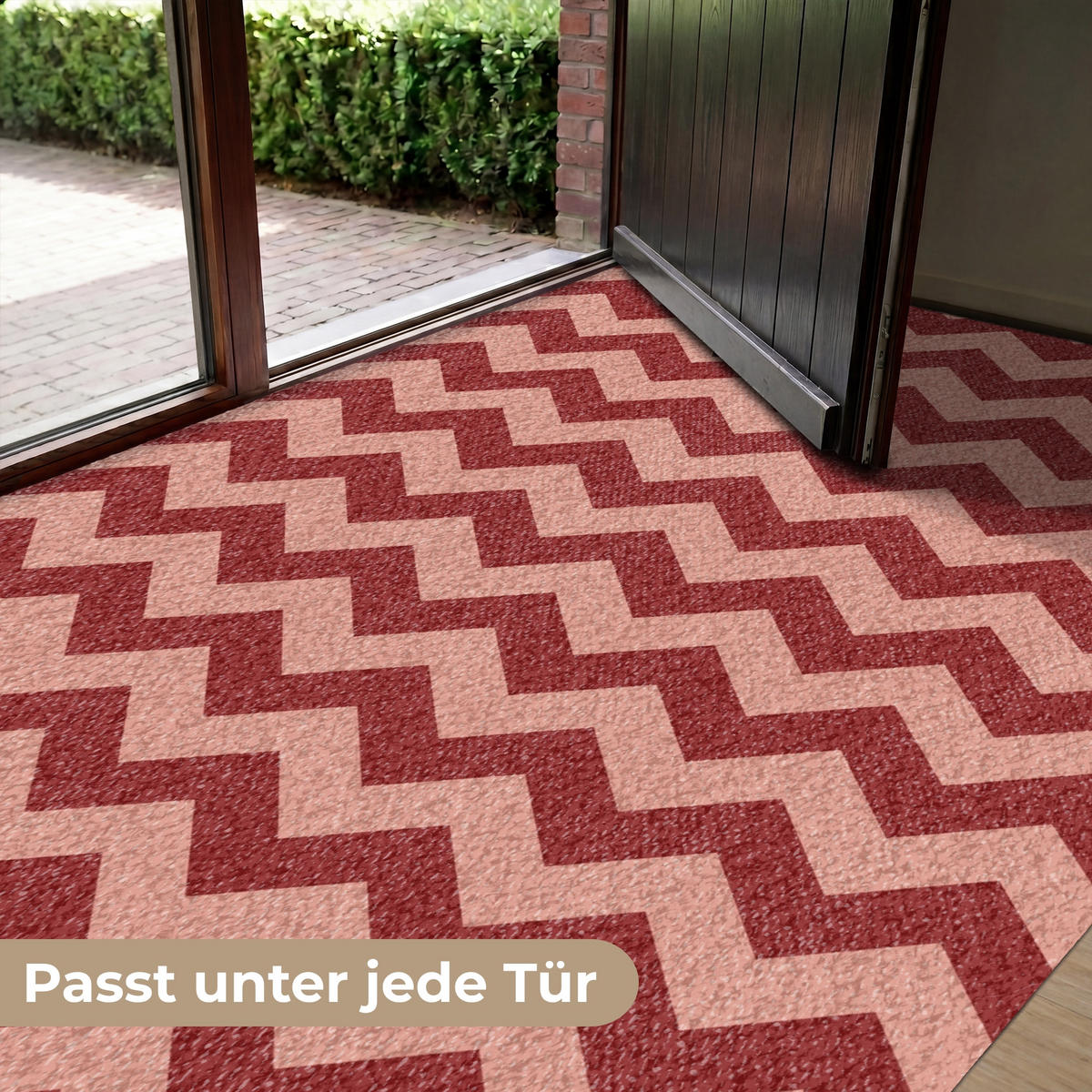 FUSSMATTE Zickzack - Streifen - Muster - Rot Schmutzfänger 180x120 cm - Bordeaux, Kunststoff (180/120cm) - MuchoWow