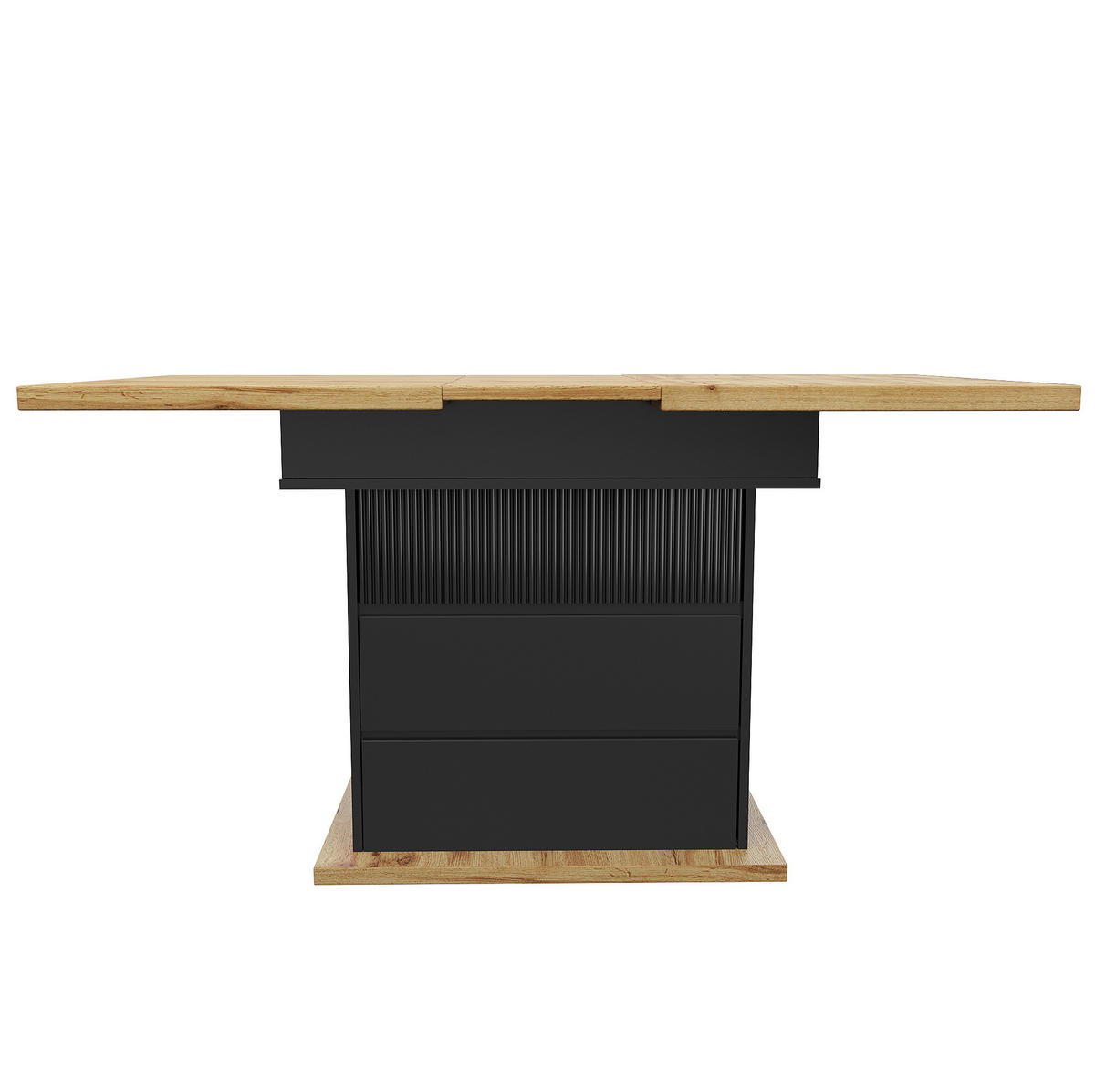 ESSTISCH 110-140/80/75 cm in Schwarz/Natur aus MDF mit Stauraum - Schwarz, Holzwerkstoff (110/80/75cm) - Flora Grace