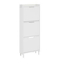 SCHUHSCHRANK 3 Türen Weiß 50x19x131cm Modern - Weiß, Holzwerkstoff (19/131/50cm) - SoBuy