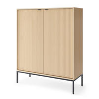 KOMMODE Vicenza Eiche K104 Hoch Schwarz Beine - Beige, Holzwerkstoff (104/125/39cm) - Sepro Meble