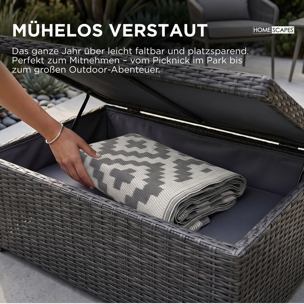 OUTDOORTEPPICH Zoe, geometrisch gemustert 150/240 cm - Hellgrau, Kunststoff (150/240cm) - Homescapes