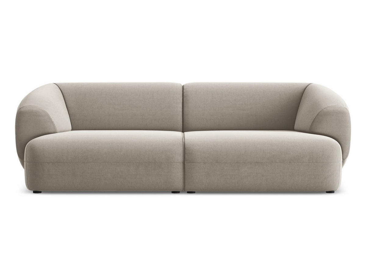 4-SITZER-SOFA Samt Stoff Grau - Taupe/Schwarz, Kunststoff/Textil (232/81/98cm) - Makamii