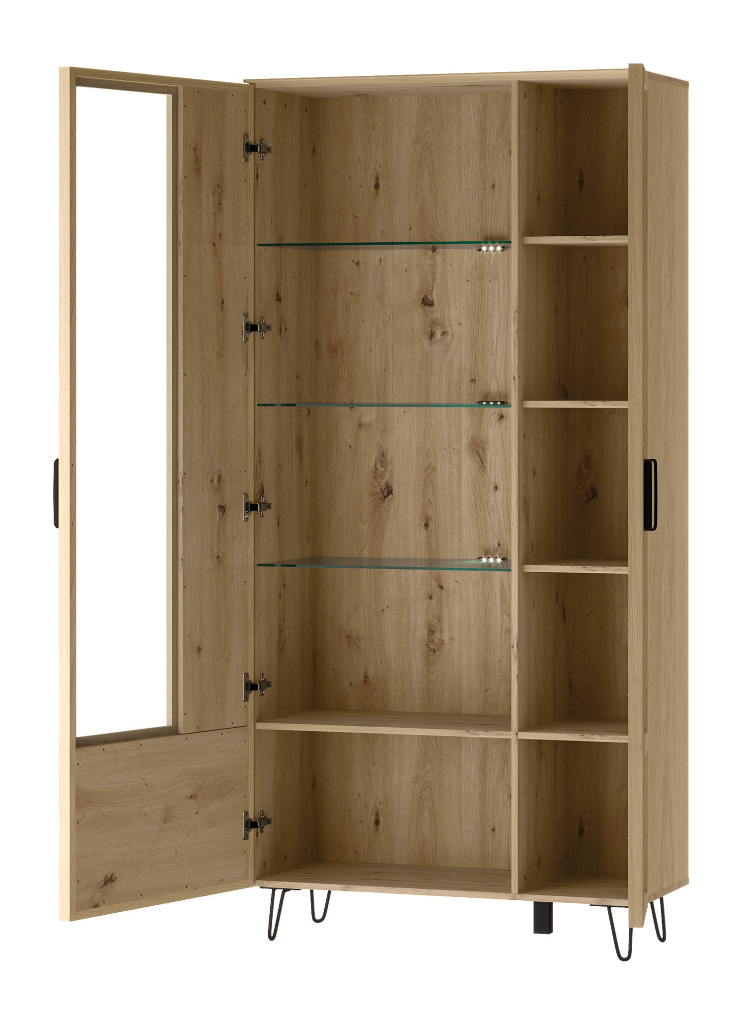 STANDVITRINE Limbo Eiche Artisan 95 / 42 / 200cm - Eiche Artisan/Braun, Holz/Metall (95/200/42cm) - Feldmann-Wohnen