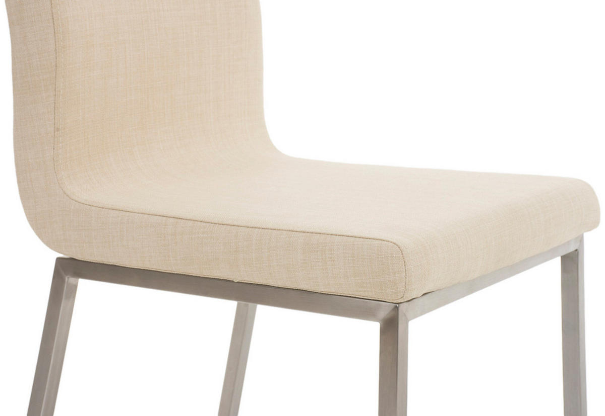 STUHL 2er Set Stoff Creme - Edelstahlfarben/Creme, Textil/Metall (40/88/50cm) - CLP