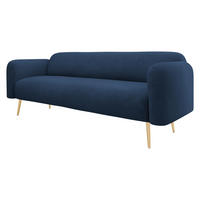 SOFA Nami 3 - Blau/Goldfarben, Holz/Textil (204/75/71cm) - MIRJAN24