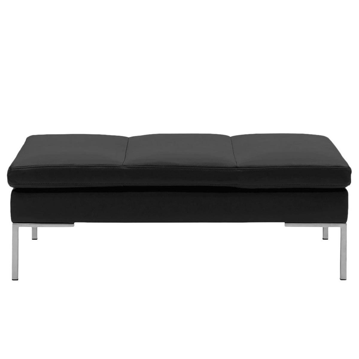 POLSTERHOCKER - Chromfarben/Schwarz, Leder/Metall (108/40/69cm) - home24