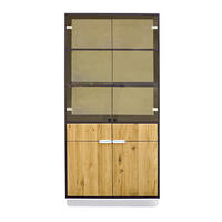 VITRINE aus Massiveichenholz mit Glas ins Wohnzimmer Arbeitzimmer DENIS - Eichefarben, Holz (90/190/50cm) - Rawood Furniture