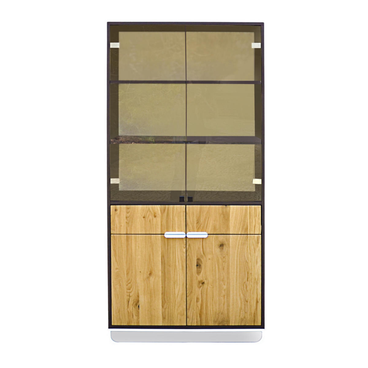 VITRINE aus Massiveichenholz mit Glas ins Wohnzimmer Arbeitzimmer DENIS - Eichefarben, Holz (90/190/50cm) - Rawood Furniture