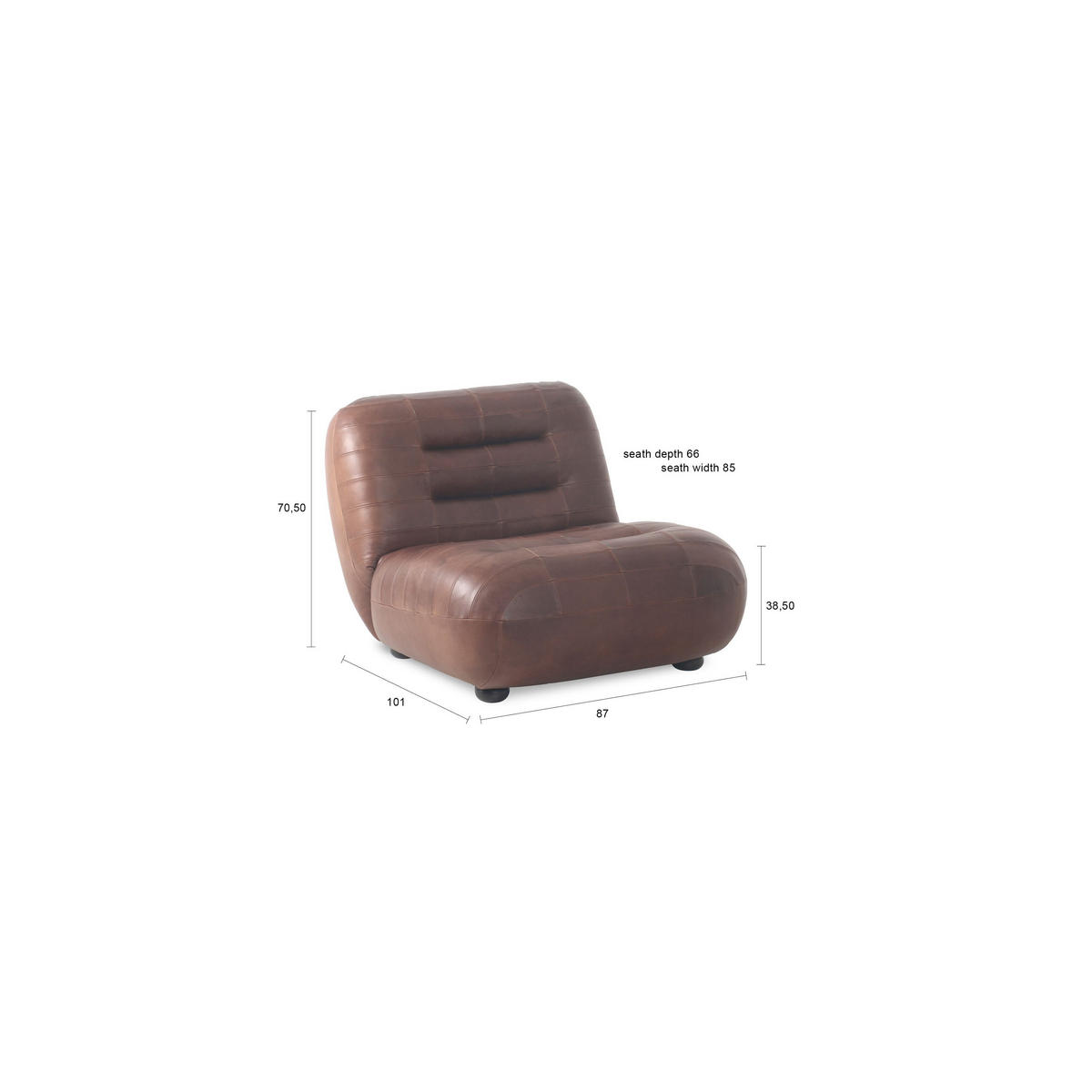 SESSEL Wyatt Leder Schokolade braun - Dunkelblau, Leder (87/70.5/101cm) - Dutchbone