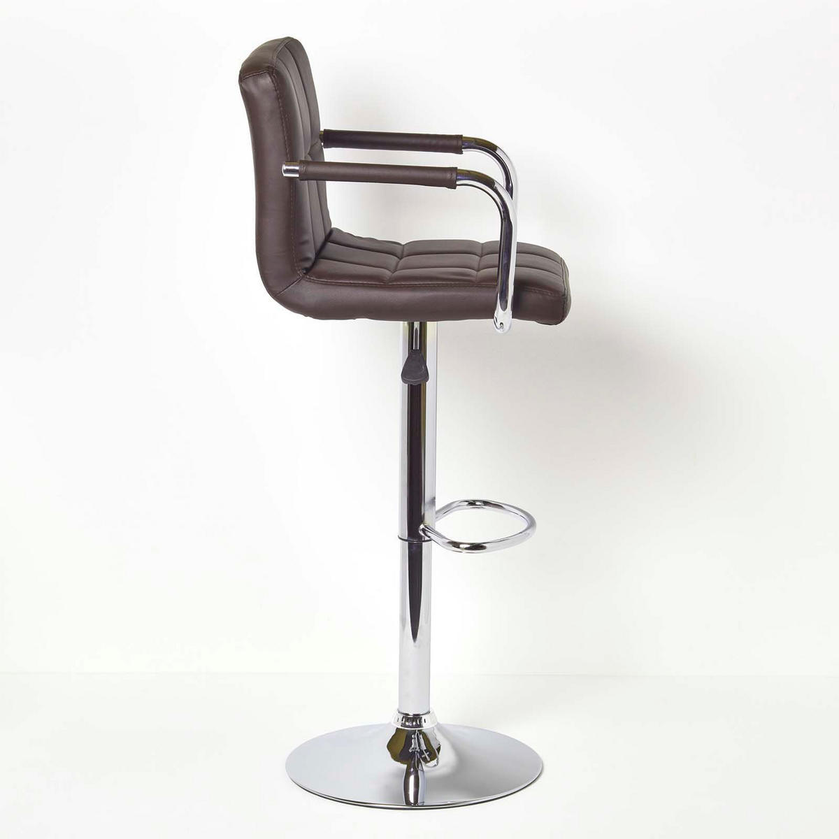 BARSTUHL Bramley mit Lehne, Kunstleder, drehbar & höhenverstellbar - Braun, Textil (44/113/44cm) - Homescapes