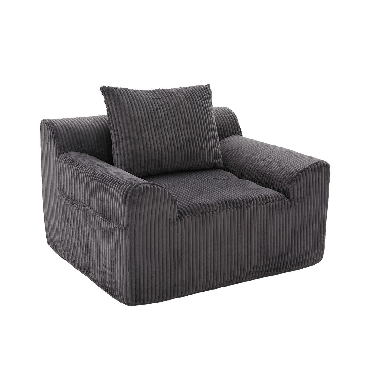 RELAXSESSELSET Übergroßer Loungesesselmit Fußhocker,Cord,Grau - Grau, Textil (110/87/147cm) - LVHOM