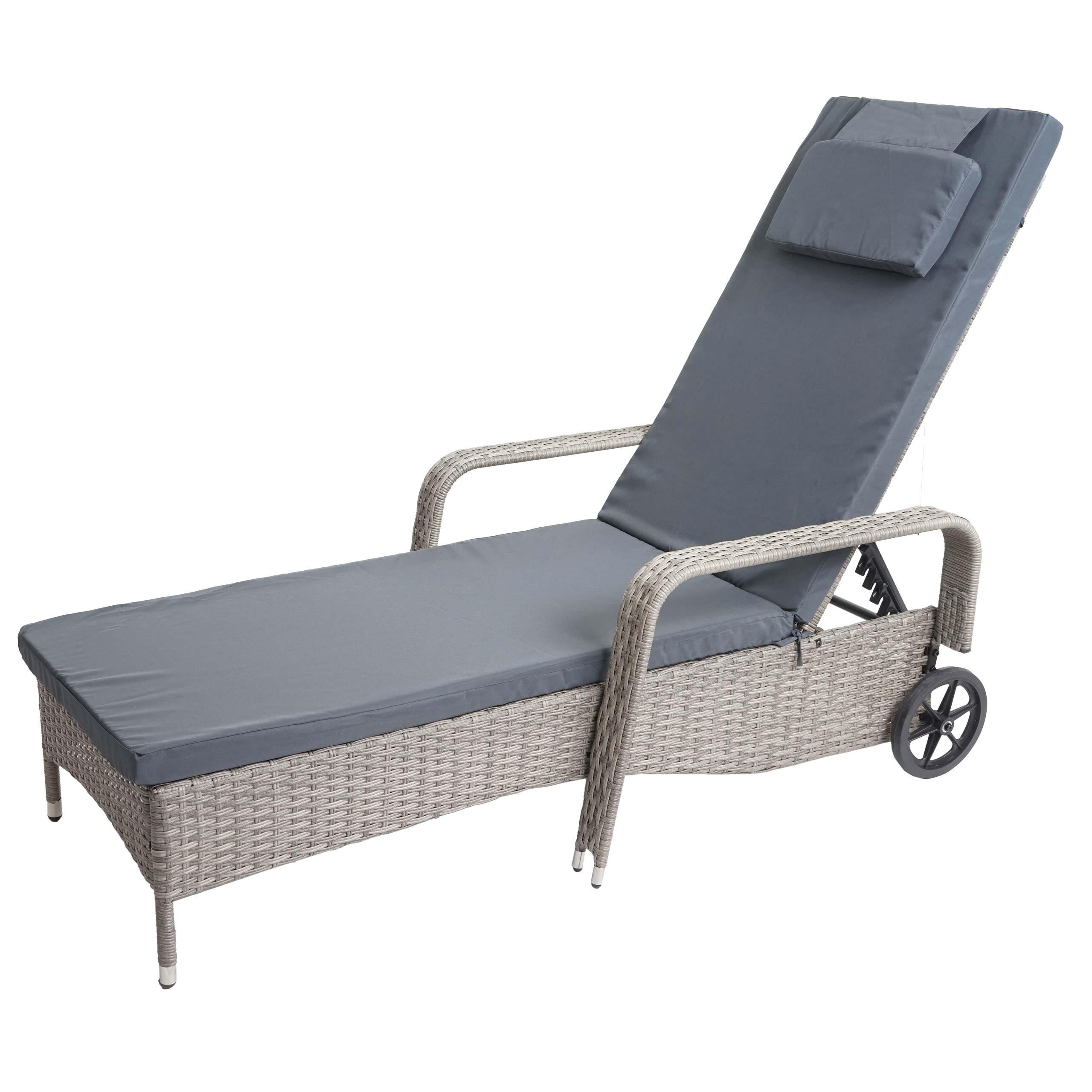POLY-RATTAN SONNENLIEGE Grau, Grau - Grau, Kunststoff (71/108/197cm) - MCW