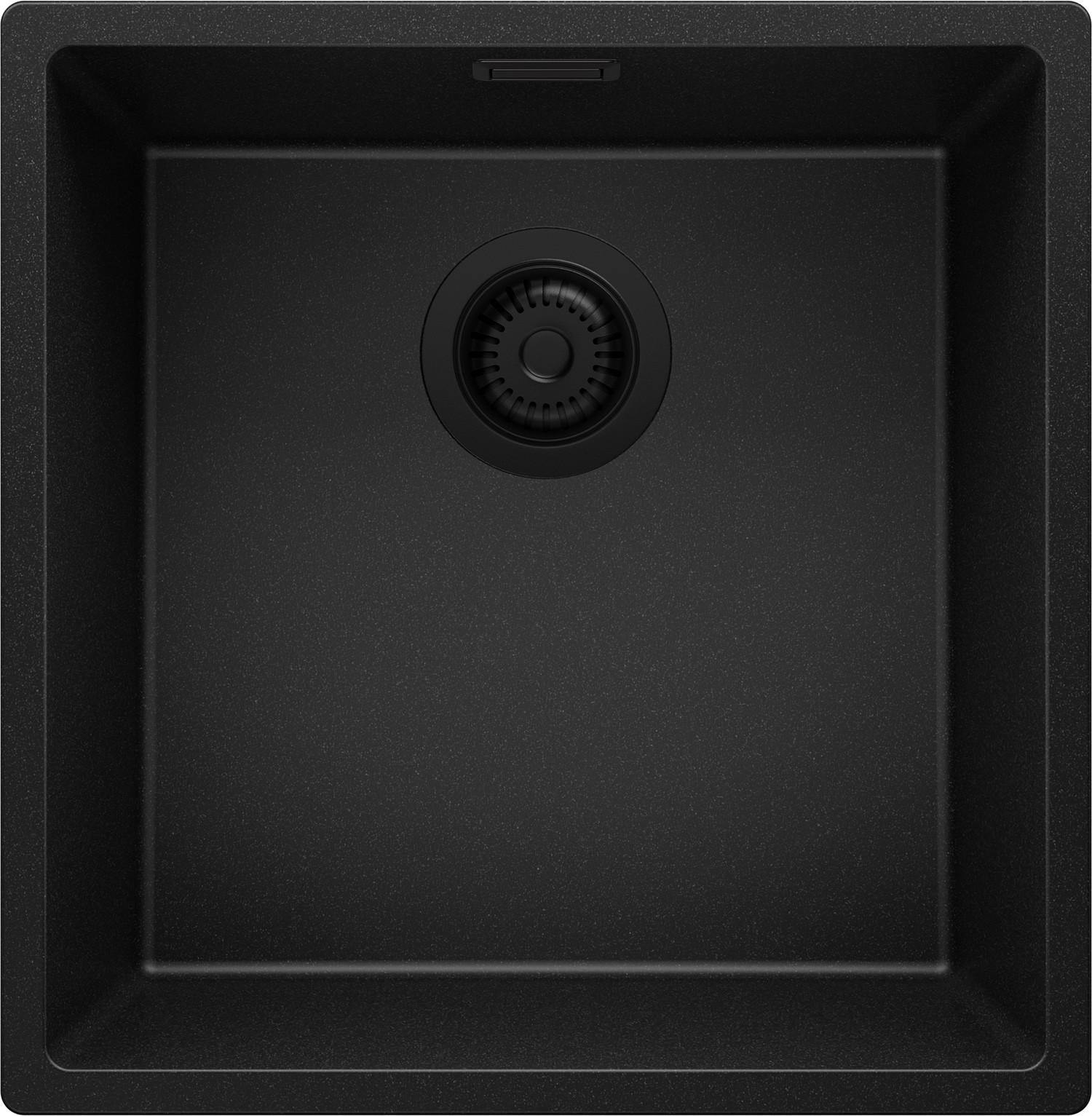 SPÜLBECKEN London Slim, 2-er set Alles Schwarz 46/47 cm 1 Becken + Ablauf-Set ab 50er Unterschrank - Schwarz, Kunststoff (46/20/47cm) - Primagran