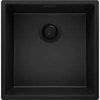 SPÜLBECKEN London Slim, 2-er set Alles Schwarz 46/47 cm 1 Becken + Ablauf-Set ab 50er Unterschrank - Schwarz, Kunststoff (46/20/47cm) - Primagran