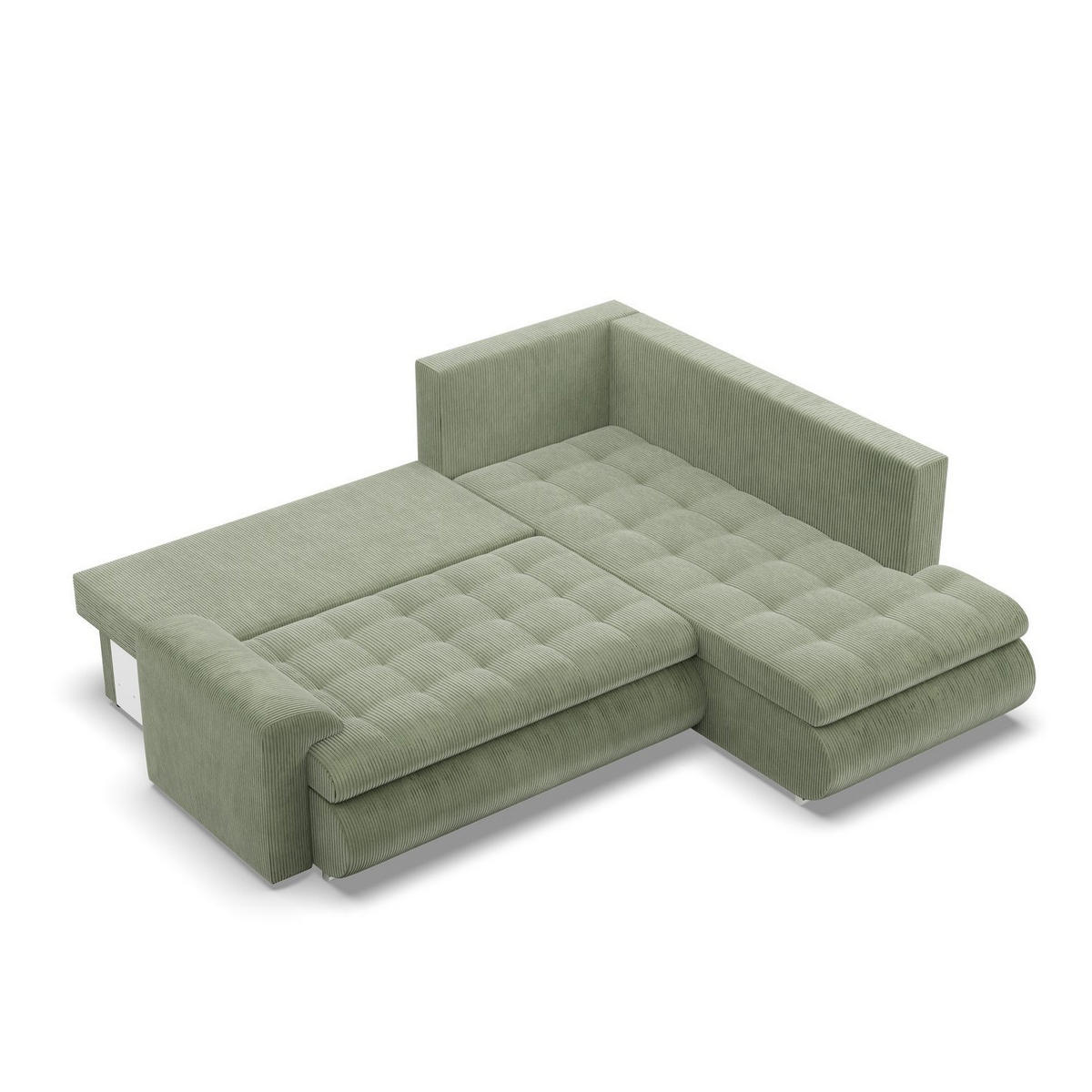 ECKSOFA RECHTS MIT SCHLAFFUNKTION FORESTA, Cord - Grün - Grün, Textil (230/200cm) - Mebligo