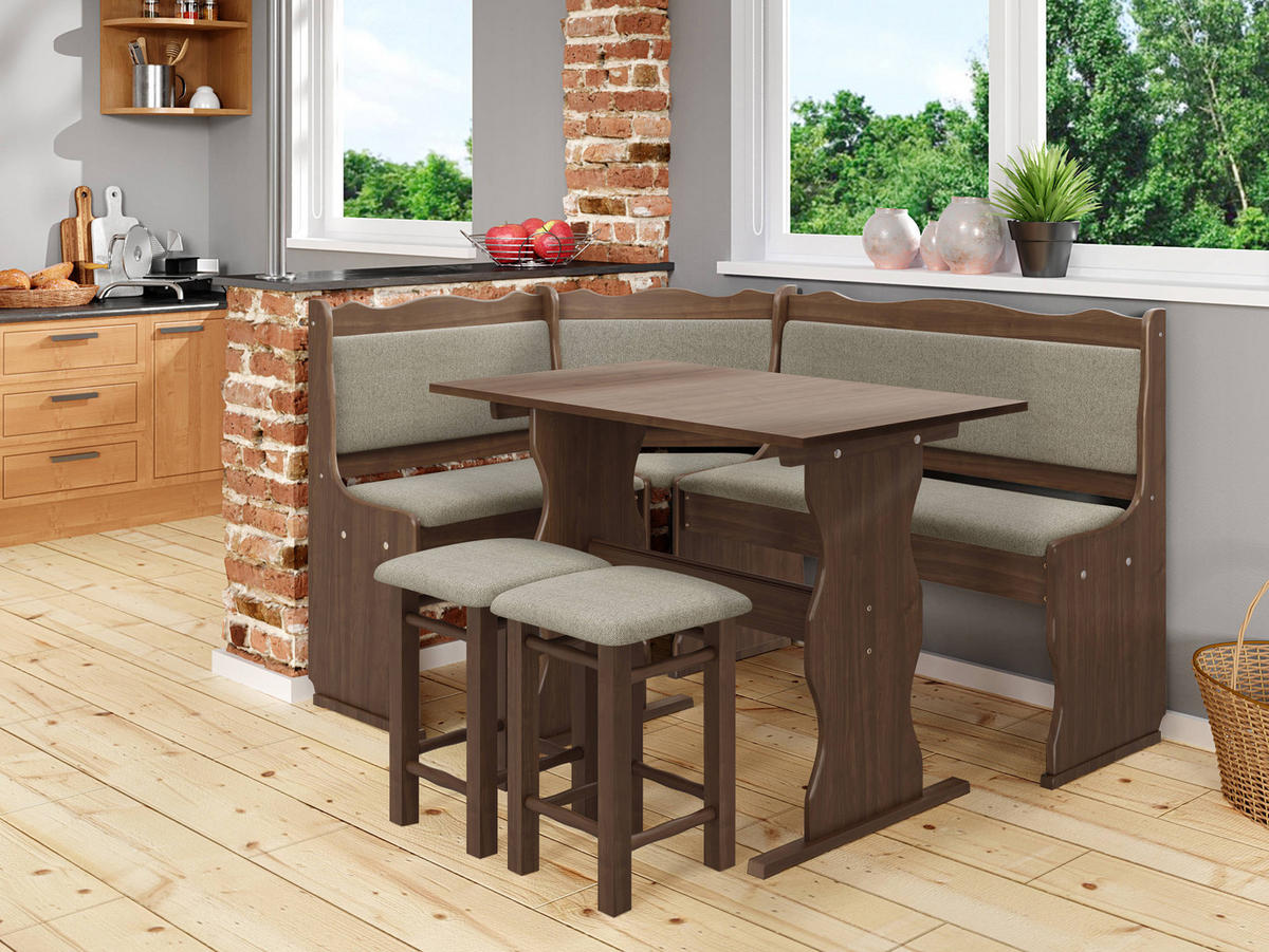 ECKBANKGRUPPE Mini - Hellbraun/Mokka, Holz (145/87/105cm) - MIRJAN24