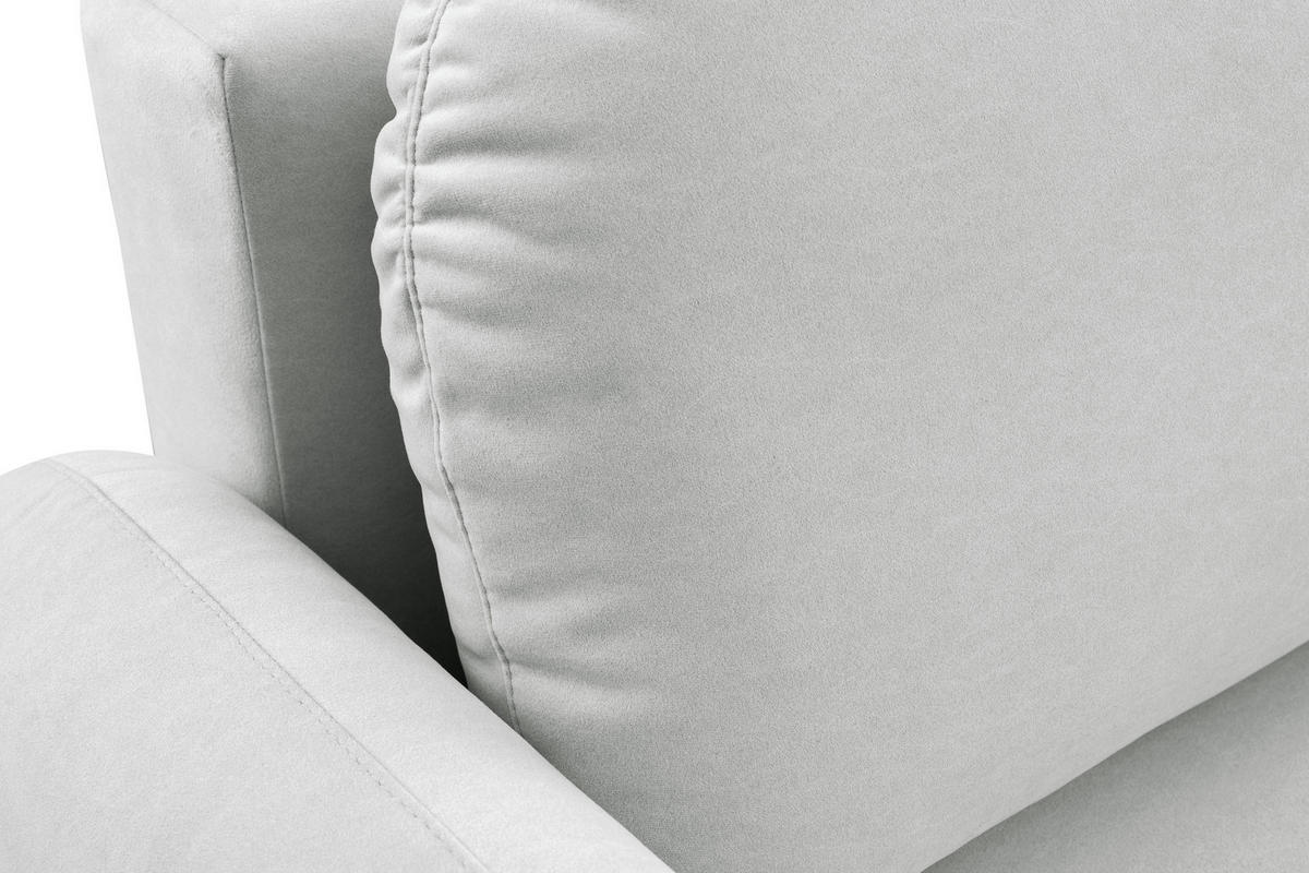 BETTSOFA AGIO Hellgrau Plüsch-Stoff mit Schlaffunktion - Hellgrau, Holz (232/95/109cm) - MASSENO