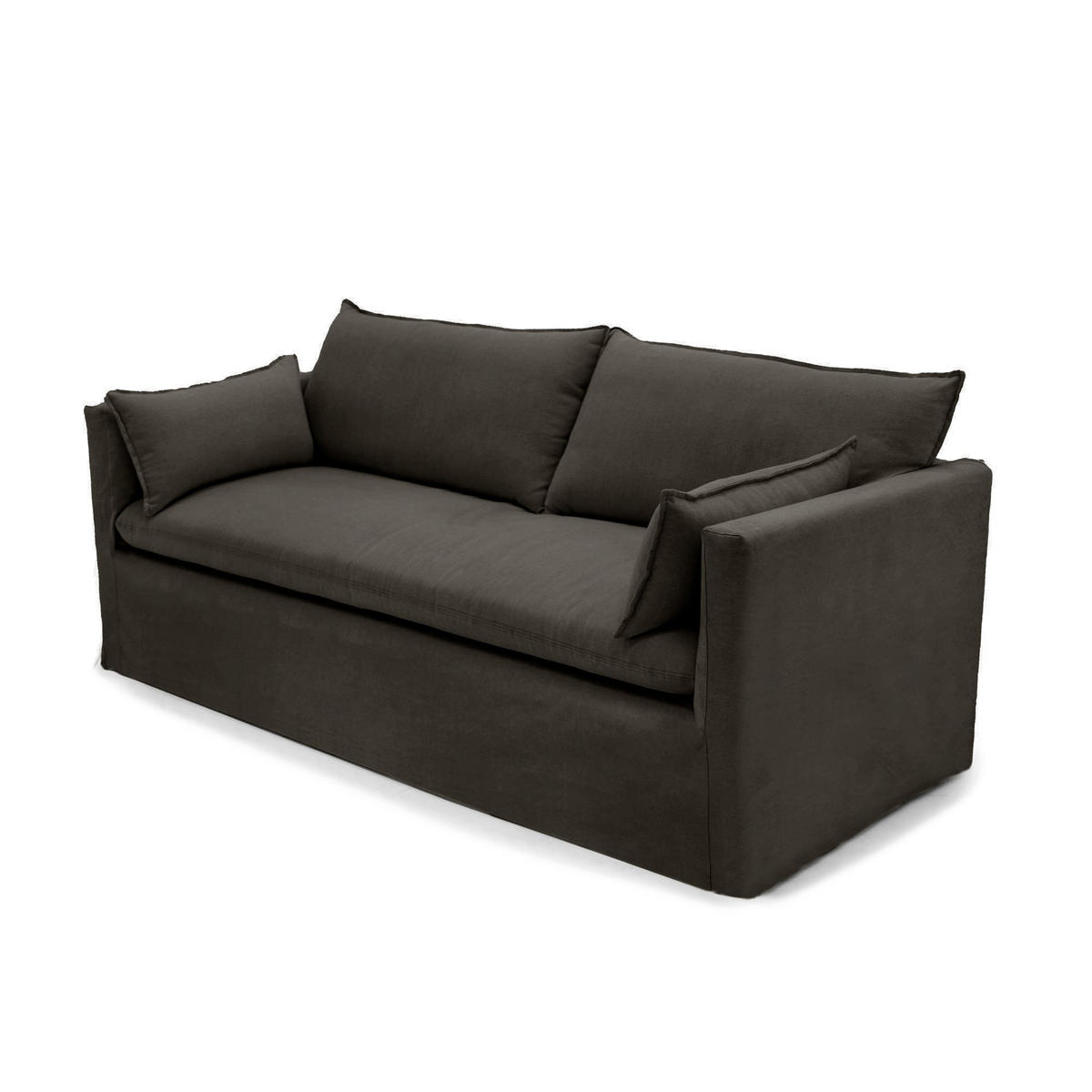 SCHLAFSOFA GERADE Leinen und Baumwolle Anthrazit 206cm - Dunkelgrau/Anthrazit, Textil (206/93/89cm) - Sia Home