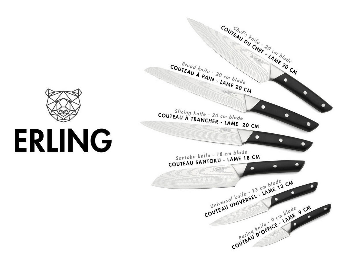 KÜCHENMESSER ERLING - 6er-Set - Silberfarben, Metall (1cm) - Björn