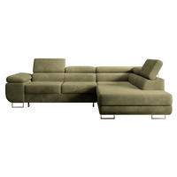 ECKSOFA Stevil Olivgrün Cordbezug - Silberfarben/Olivgrün, Textil/Metall (275/203cm) - Selsey