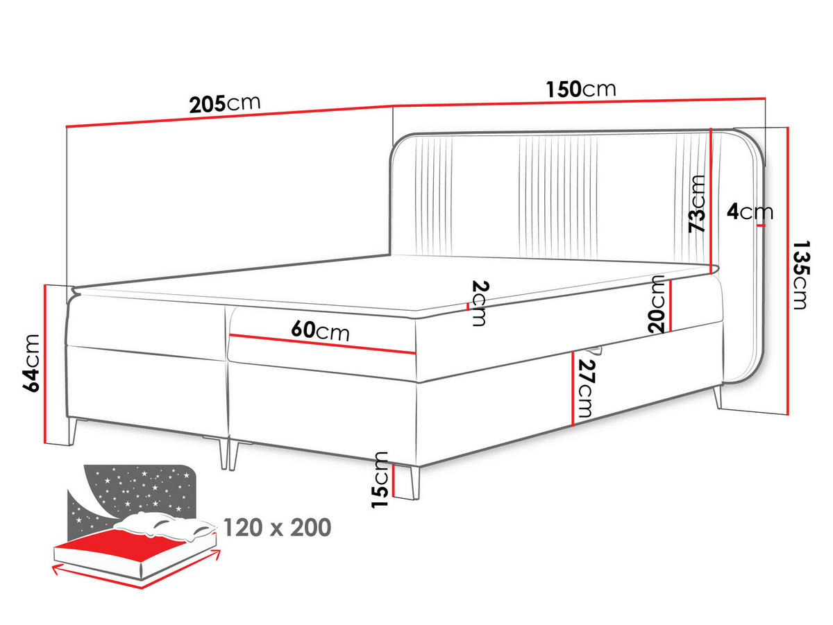 BOXBETT Fandy - Goldfarben/Grün, Holz/Textil (120/200cm) - MIRJAN24